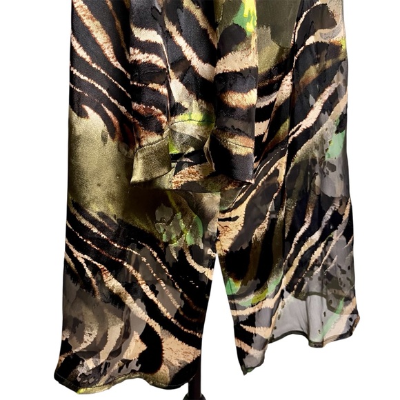 Caroline Rose Silk Blend Sheer-ish Tunic Blouse – Abstract Animal Print, Size L - Picture 2 of 9